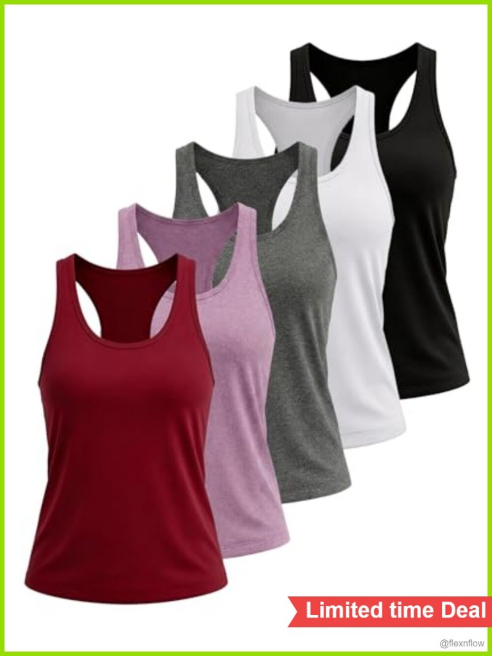 5 Pack Womens Racerback Tank Tops Compression Sleeveless Activewear